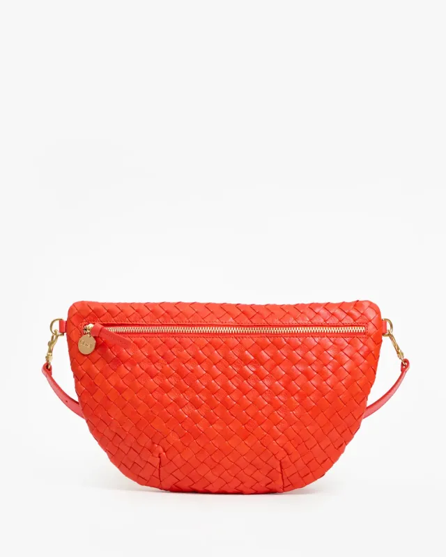 Clare V. Grande Fanny - Bright Poppy Diagonal Woven made by Ascot + Hart