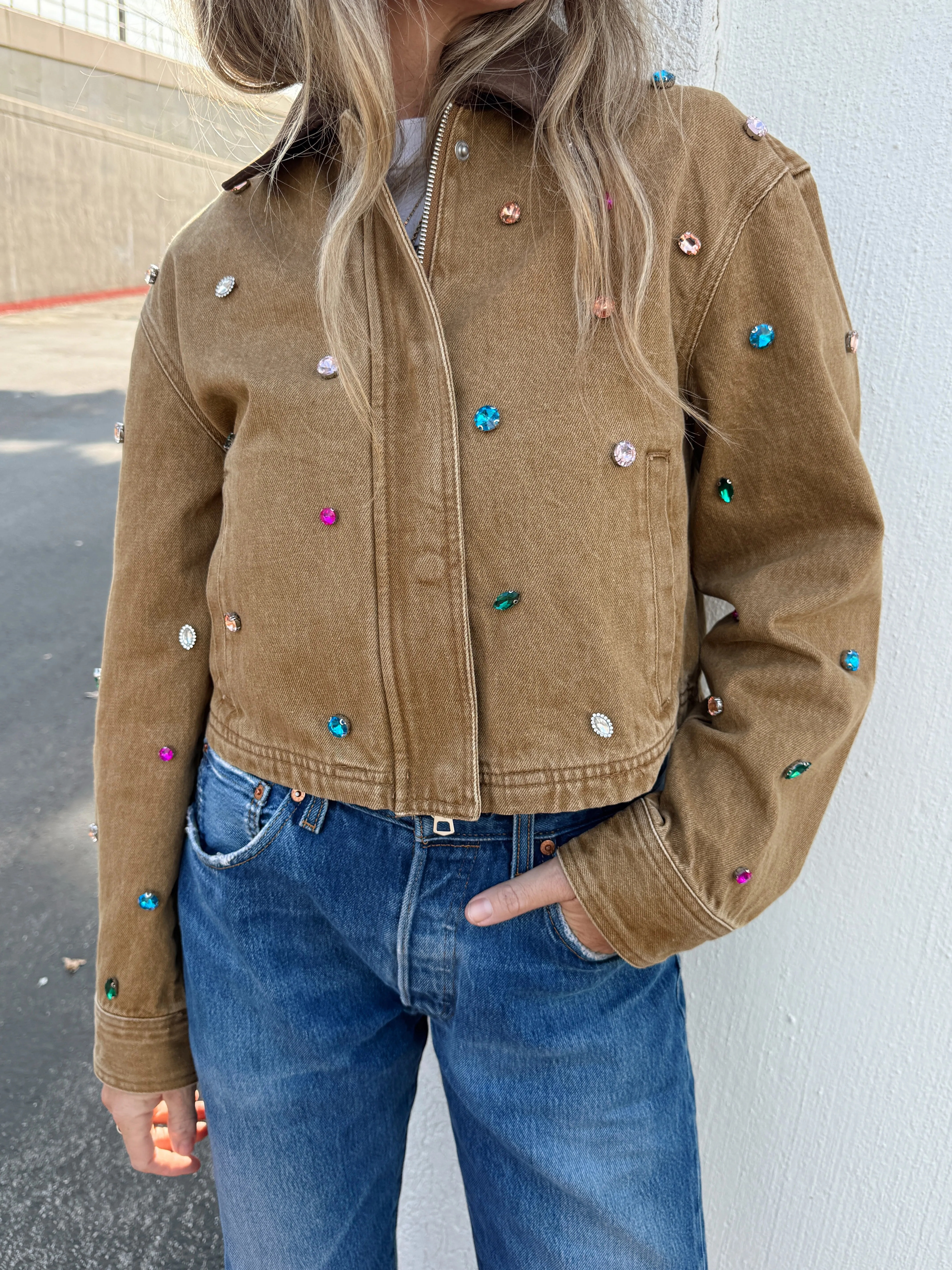 Elena Bejeweled Crop Jacket sold by Ascot + Hart