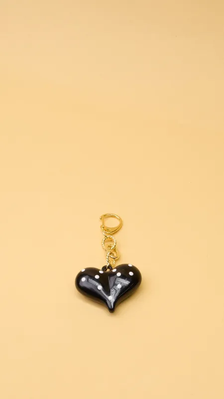 Polka Dot Heart Bag Charm made by Ascot + Hart