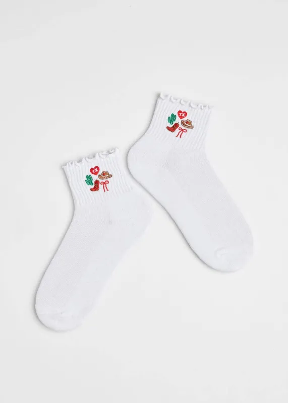 Texas Icons Ruffle Sock sold by Ascot + Hart