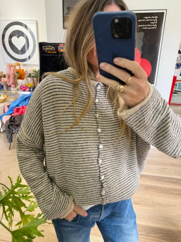 Leighton Pin Striped Cardigan made by Things Between