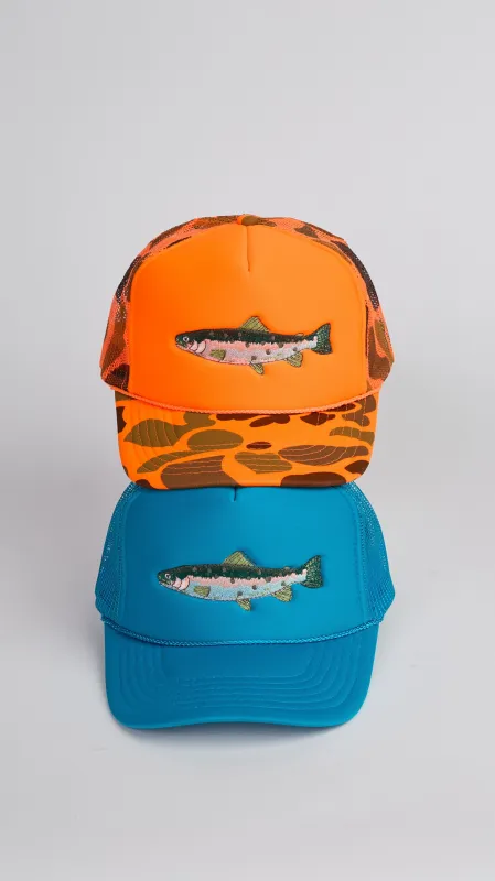 A+H Embroidered Trout Trucker made by Ascot + Hart