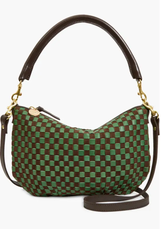 Clare V. Petit Moyen Messenger - Deep Pine/Chocolate sold by Ascot + Hart