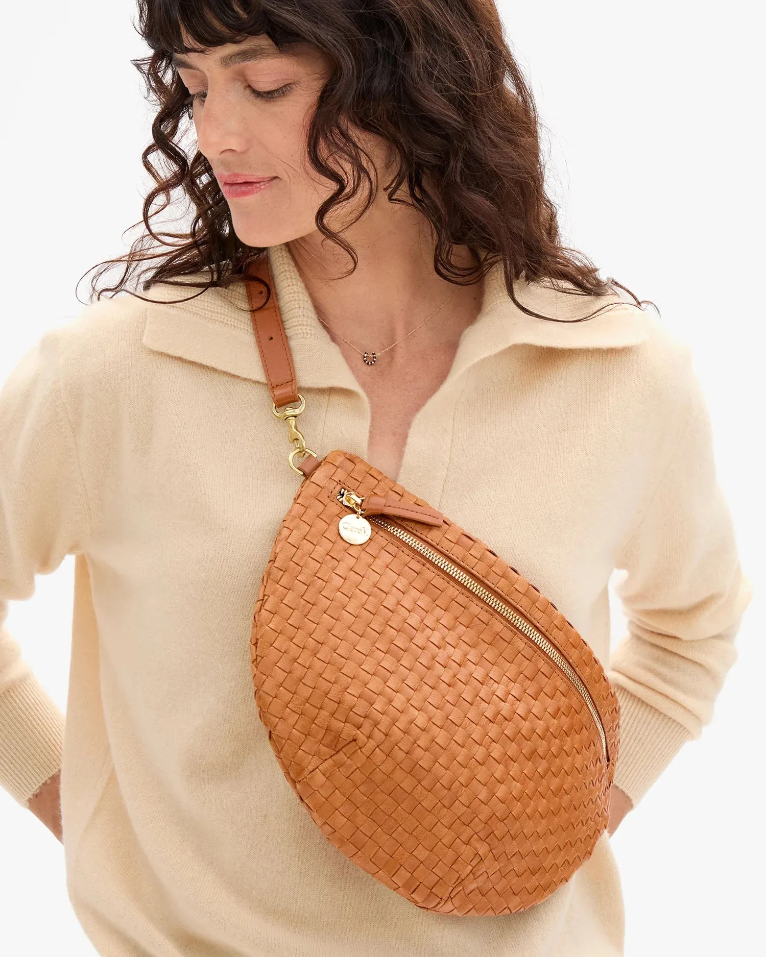 Clare V. Grande Fanny - Natural Woven Checker sold by Ascot + Hart product image thumbnail 3