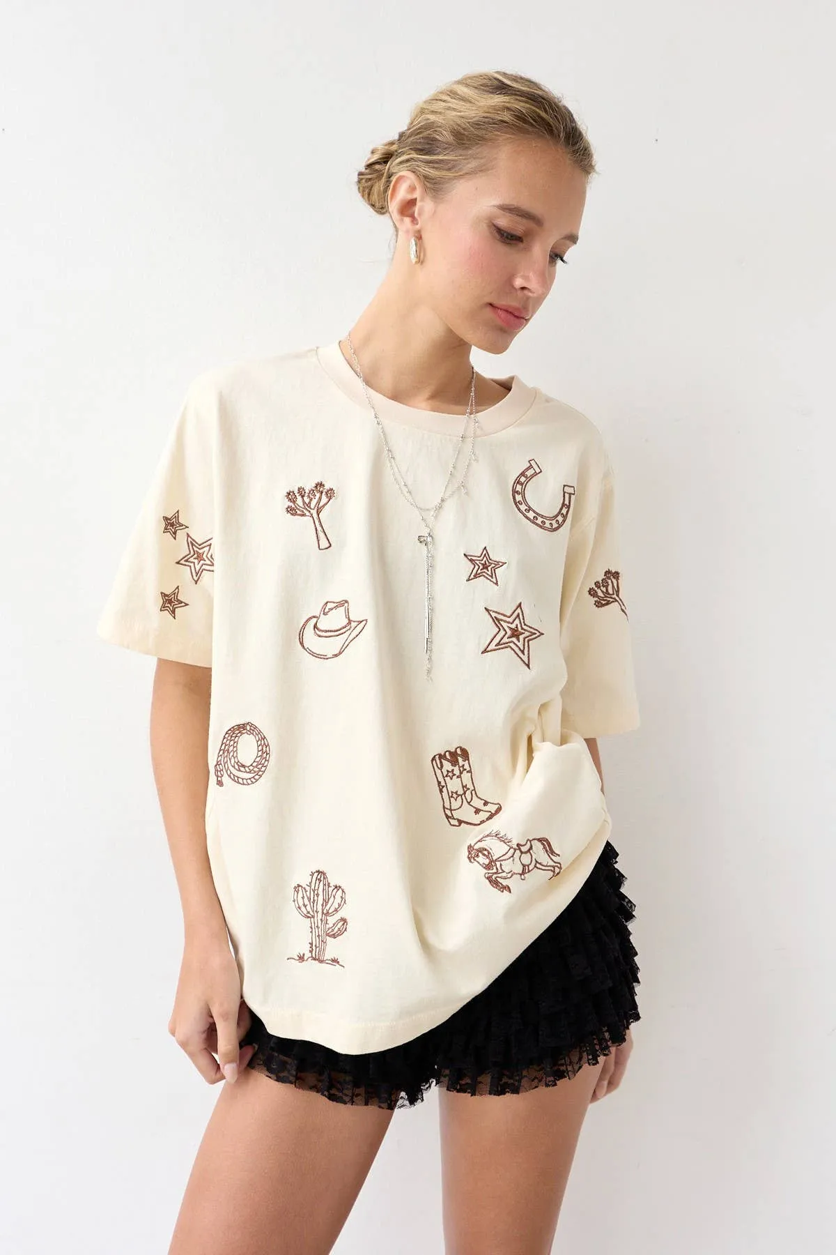 Gia Cowboy Embroidered Tee sold by Ascot + Hart product image thumbnail 5