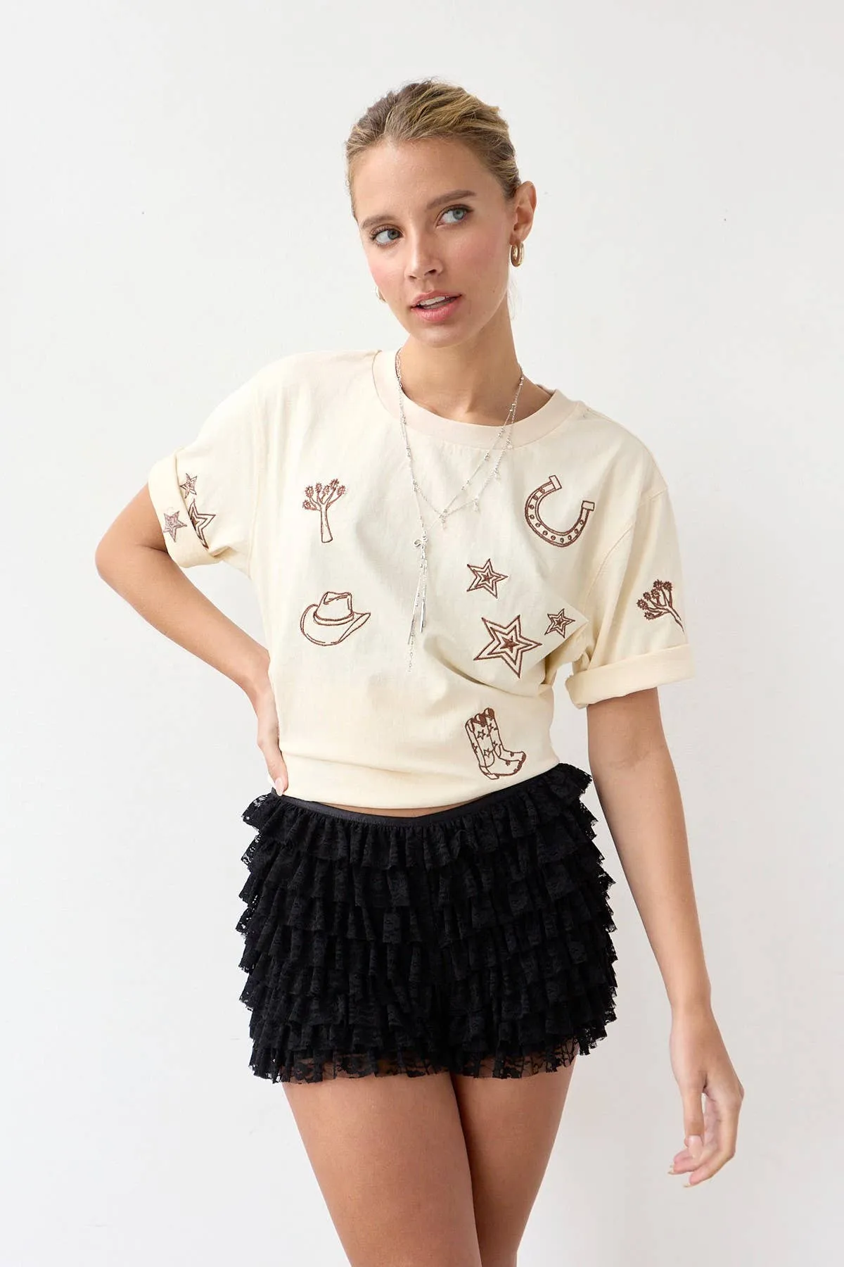 Gia Cowboy Embroidered Tee sold by Ascot + Hart product image thumbnail 2