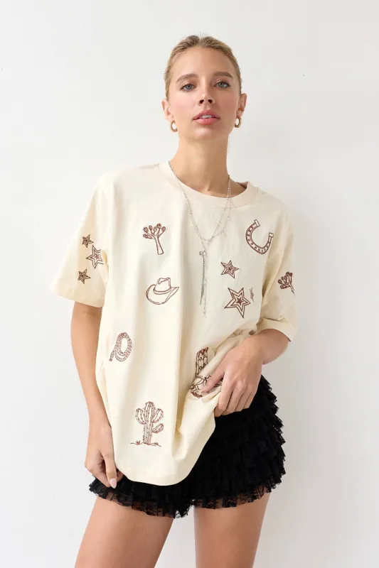 Gia Cowboy Embroidered Tee made by Raisonnel