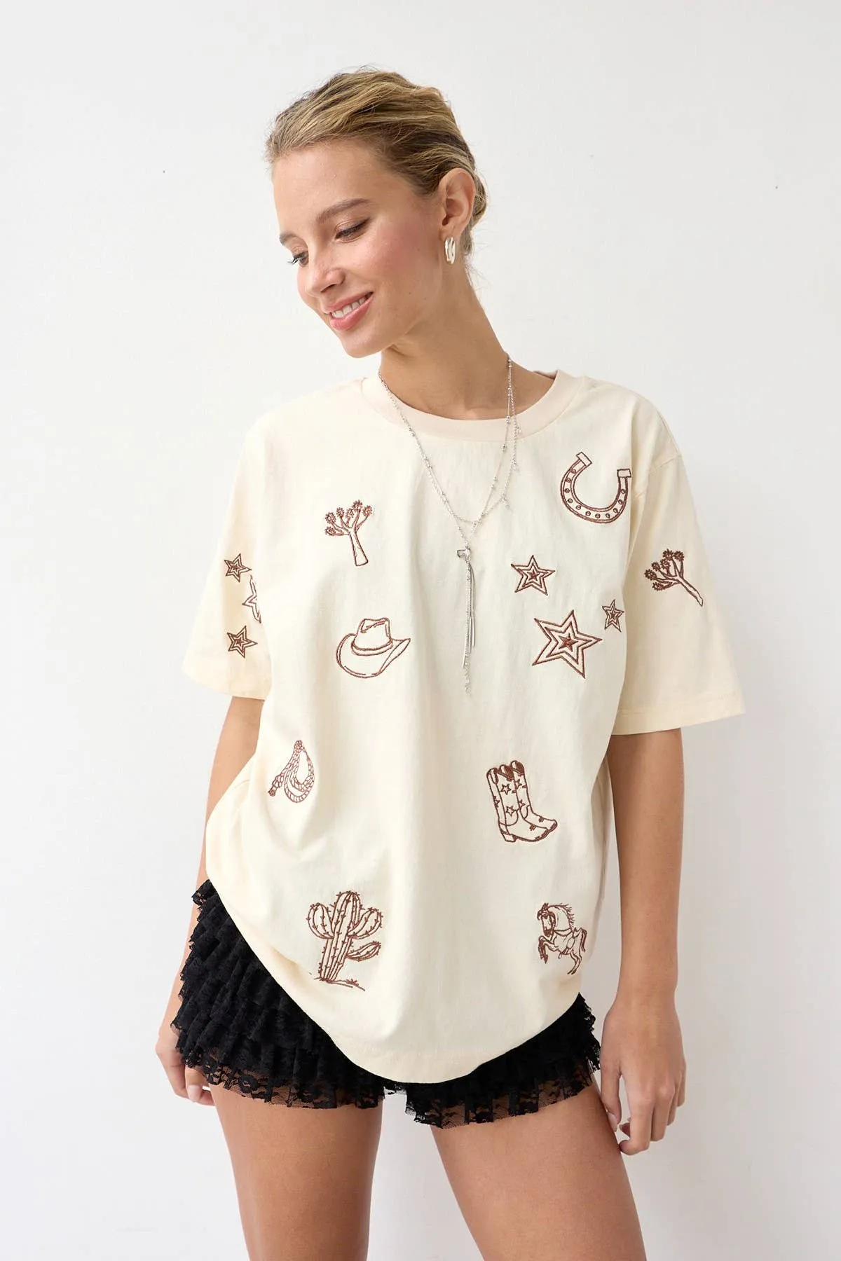 Gia Cowboy Embroidered Tee sold by Ascot + Hart product image thumbnail 3
