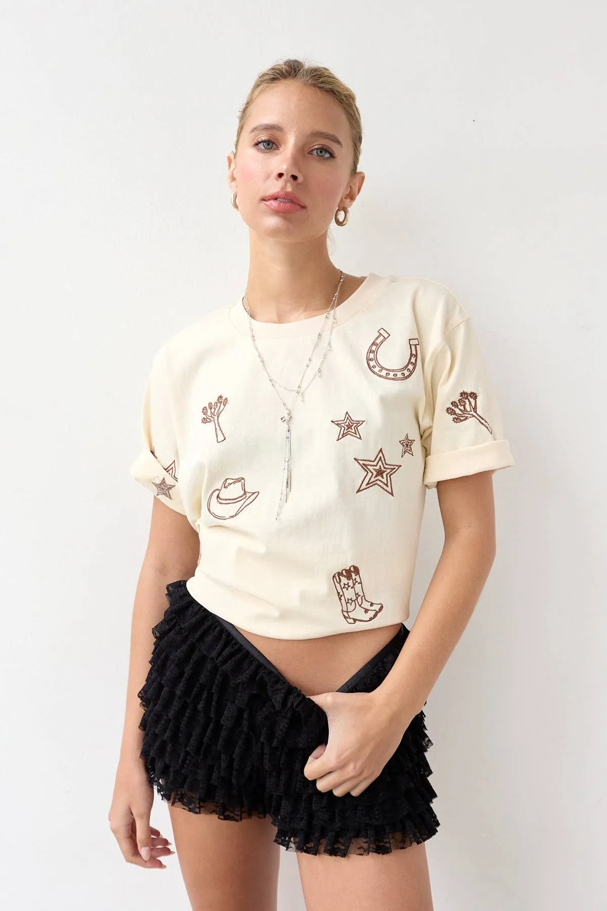 Gia Cowboy Embroidered Tee sold by Ascot + Hart product image thumbnail 4