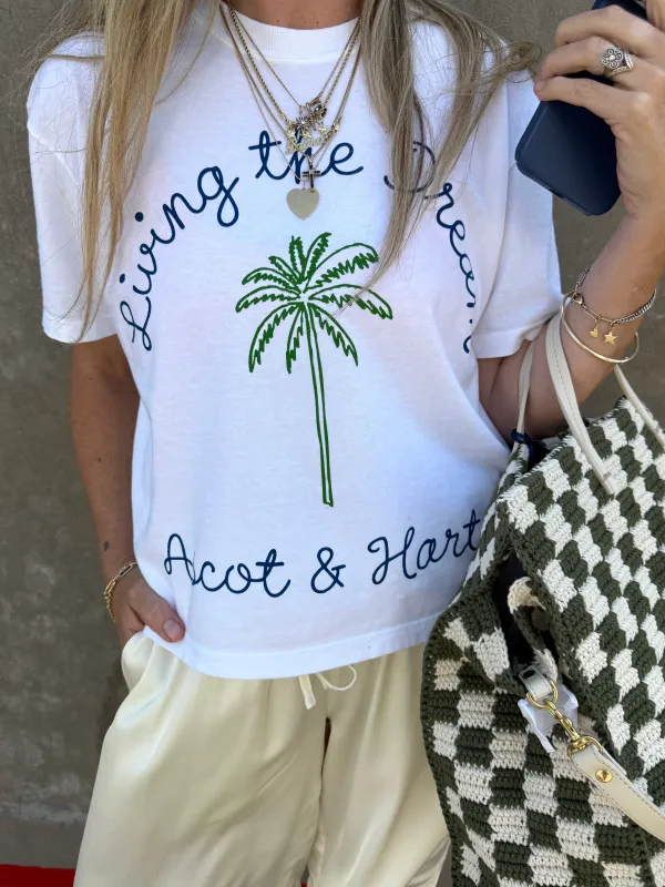 Palm Tree Living The Dream Crop Tee made by Ascot + Hart