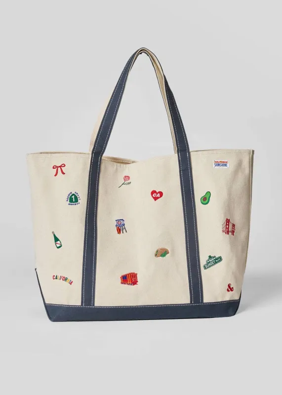 California Icons Embroidered Tote Bag made by Alice & Wonder