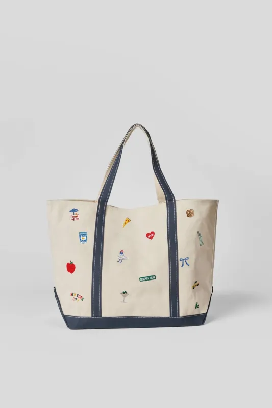 New York City Icons Embroidered Tote Bag made by Alice & Wonder