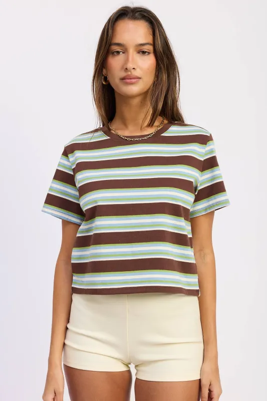 Sadie Striped Crop Tee made by emory park