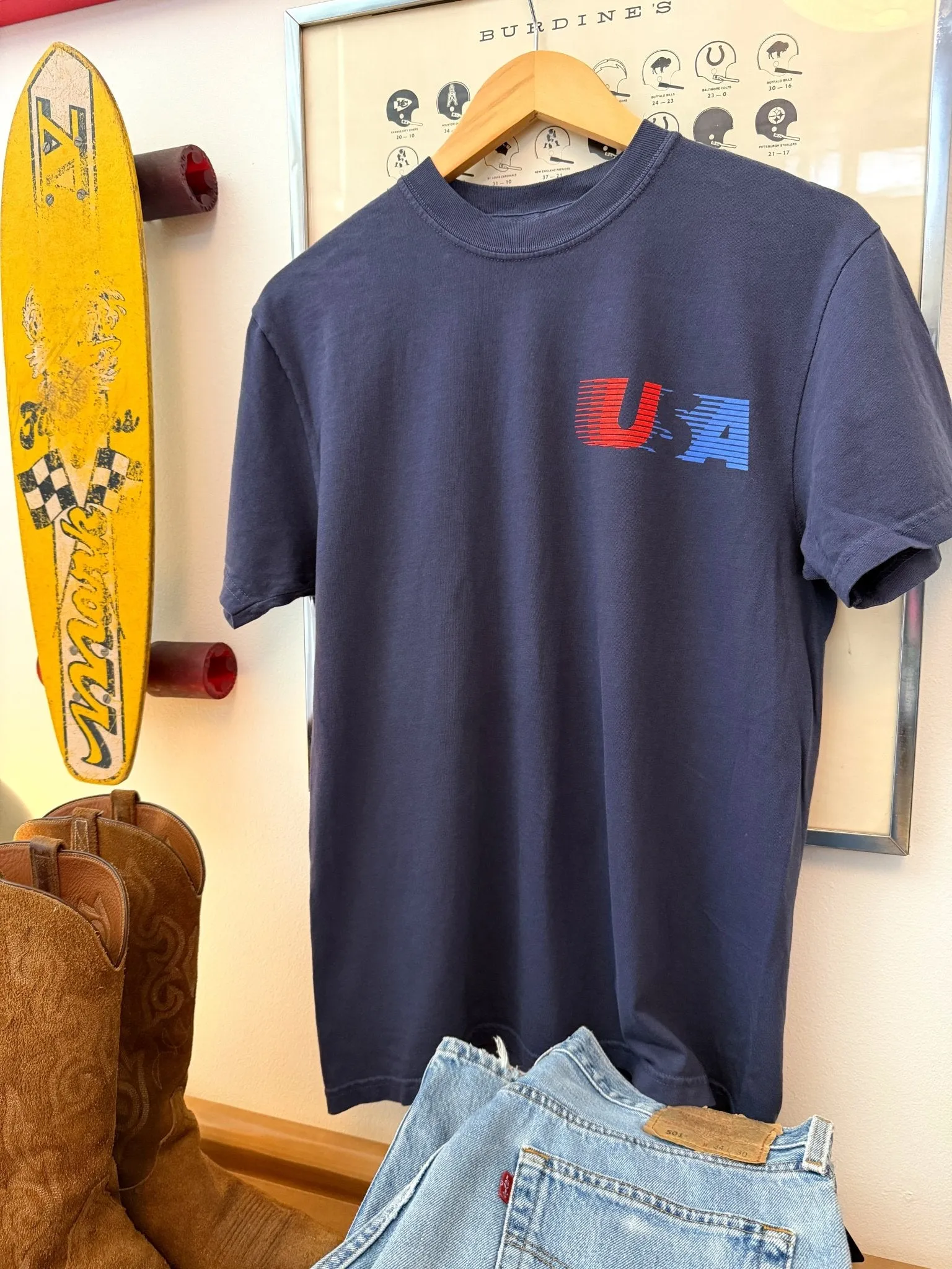Navy Retro USA Tee sold by Ascot + Hart product image thumbnail 2