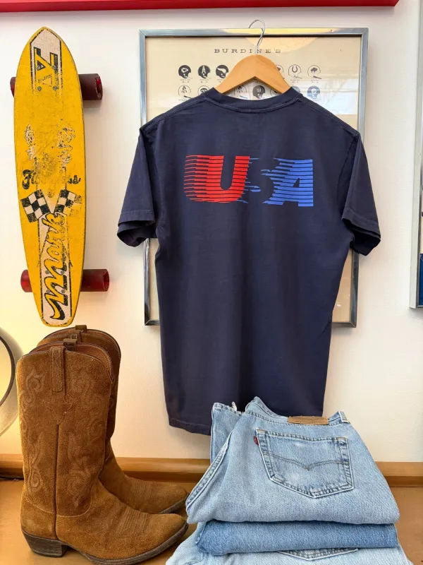 Navy Retro USA Tee made by Ascot + Hart