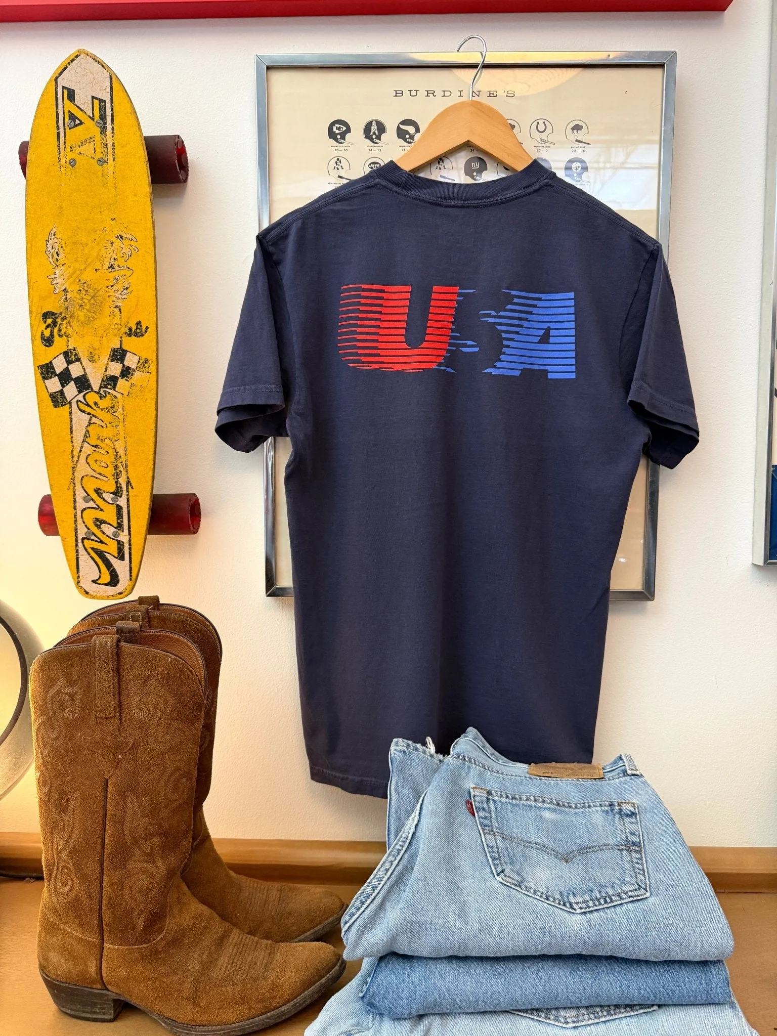 Navy Retro USA Tee sold by Ascot + Hart