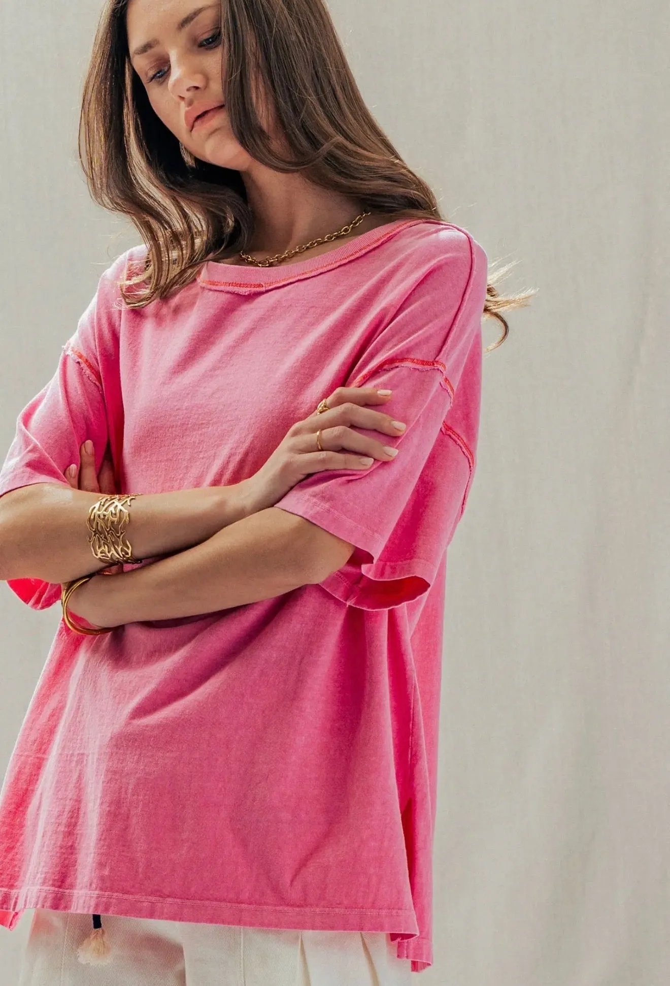 Callie Oversized Mineral Wash Tee sold by Ascot + Hart product image thumbnail 4