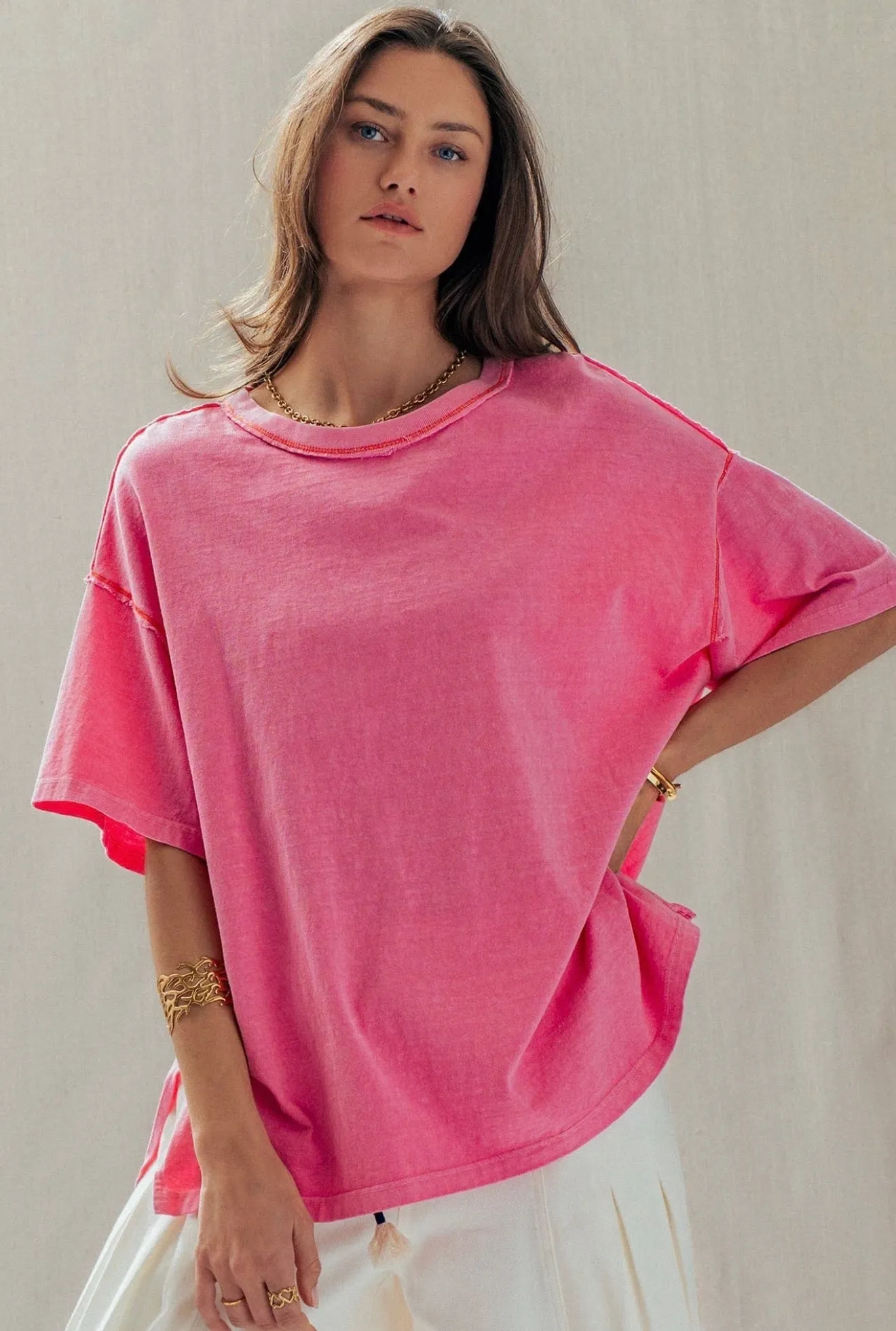Callie Oversized Mineral Wash Tee sold by Ascot + Hart
