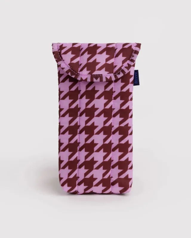 Puffy Glasses Sleeve - Pink Houndstooth made by BAGGU