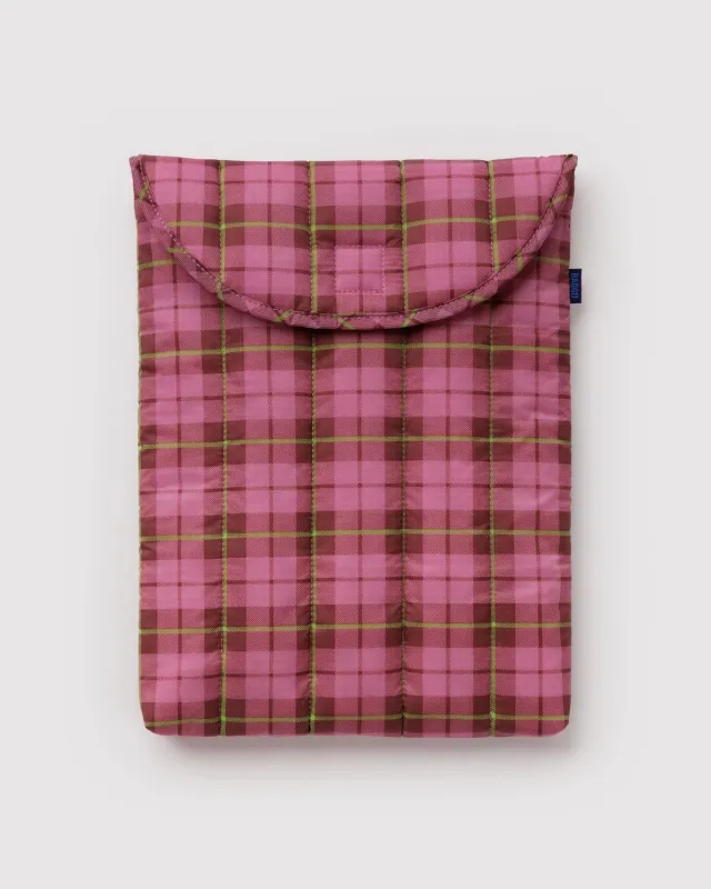 Puffy Laptop Sleeve 13"/14" - Azalea Pink Tartan made by BAGGU