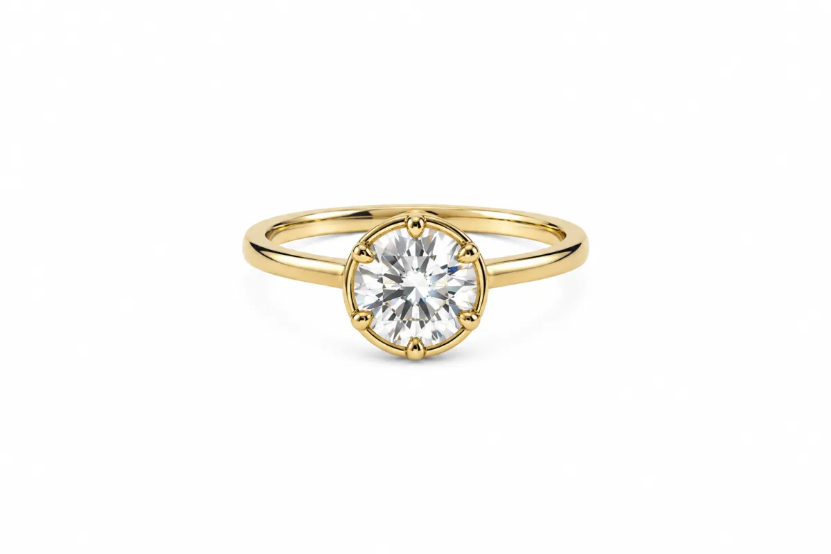 Round Cut Bezel Ring made by Sahira Jewelry Design