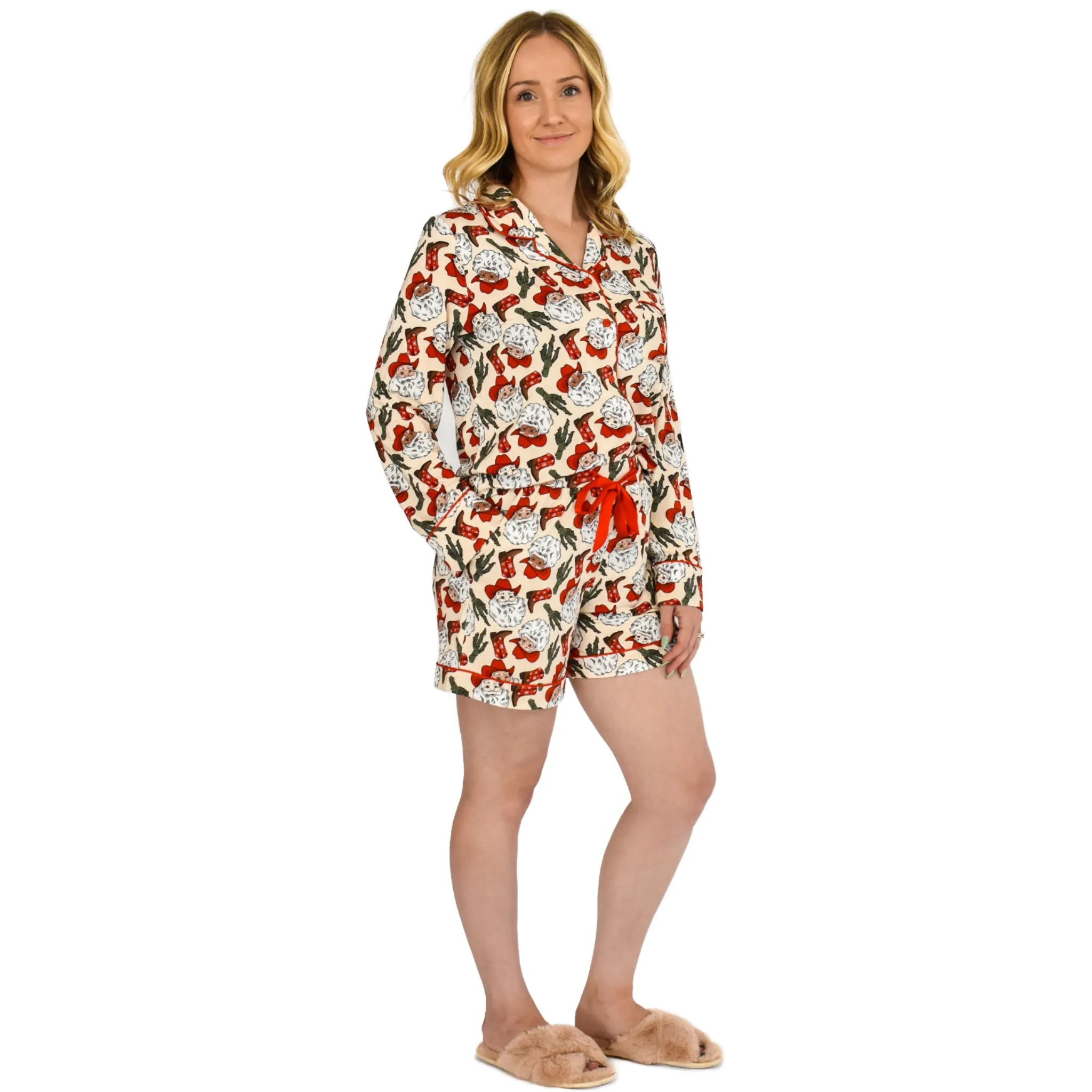 Quinn Western Santa Christmas Pajama Long Sleeve Short Set sold by Cozy Ups product image thumbnail 2
