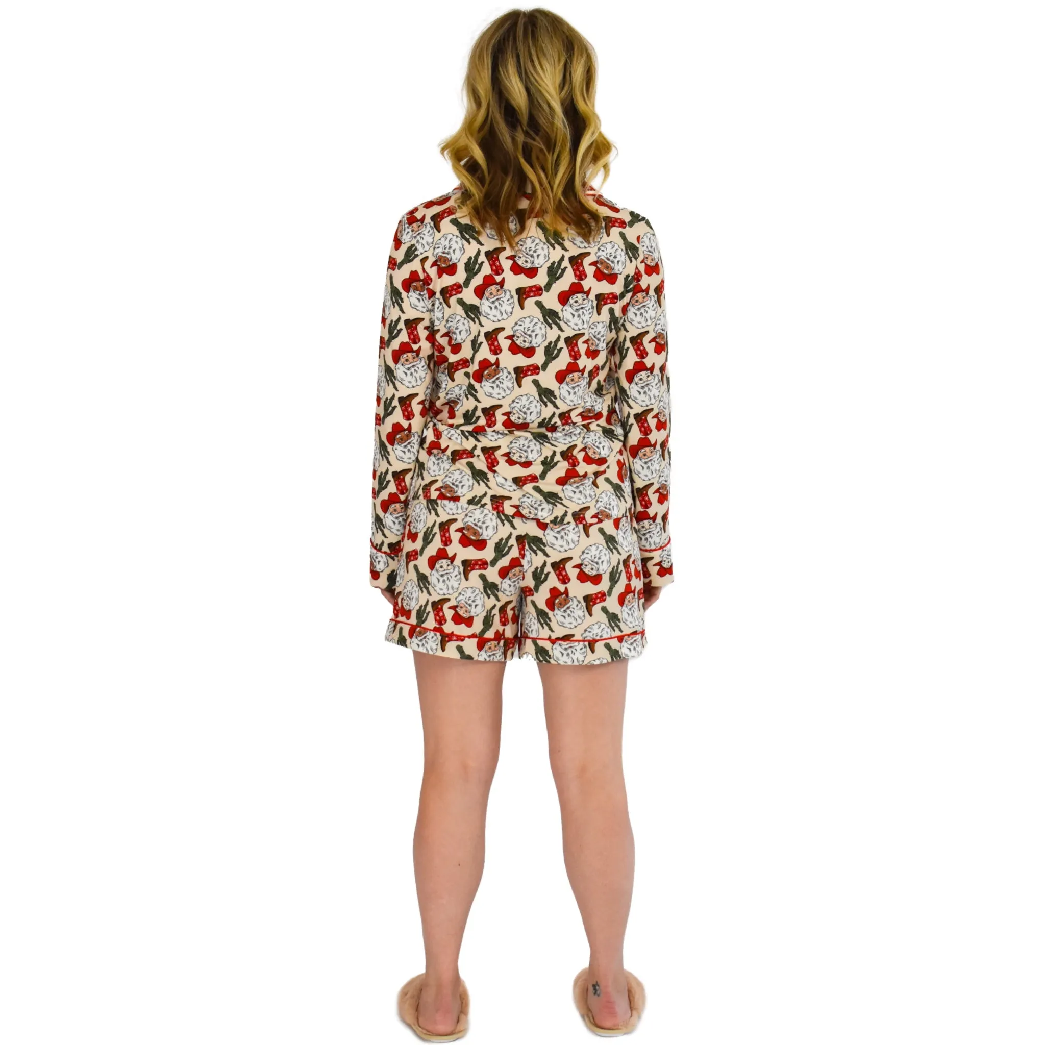 Quinn Western Santa Christmas Pajama Long Sleeve Short Set sold by Cozy Ups product image thumbnail 4