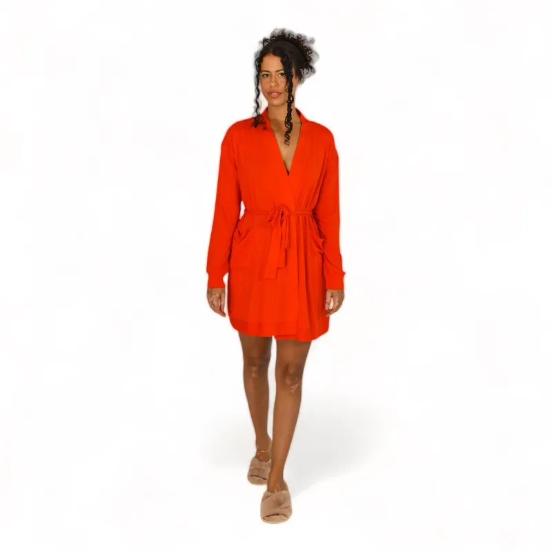 Briella Bamboo Fiery Red Robe sold by Cozy Ups