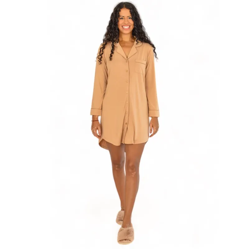 Nova Neutral Ginger Pajama Dress sold by Cozy Ups