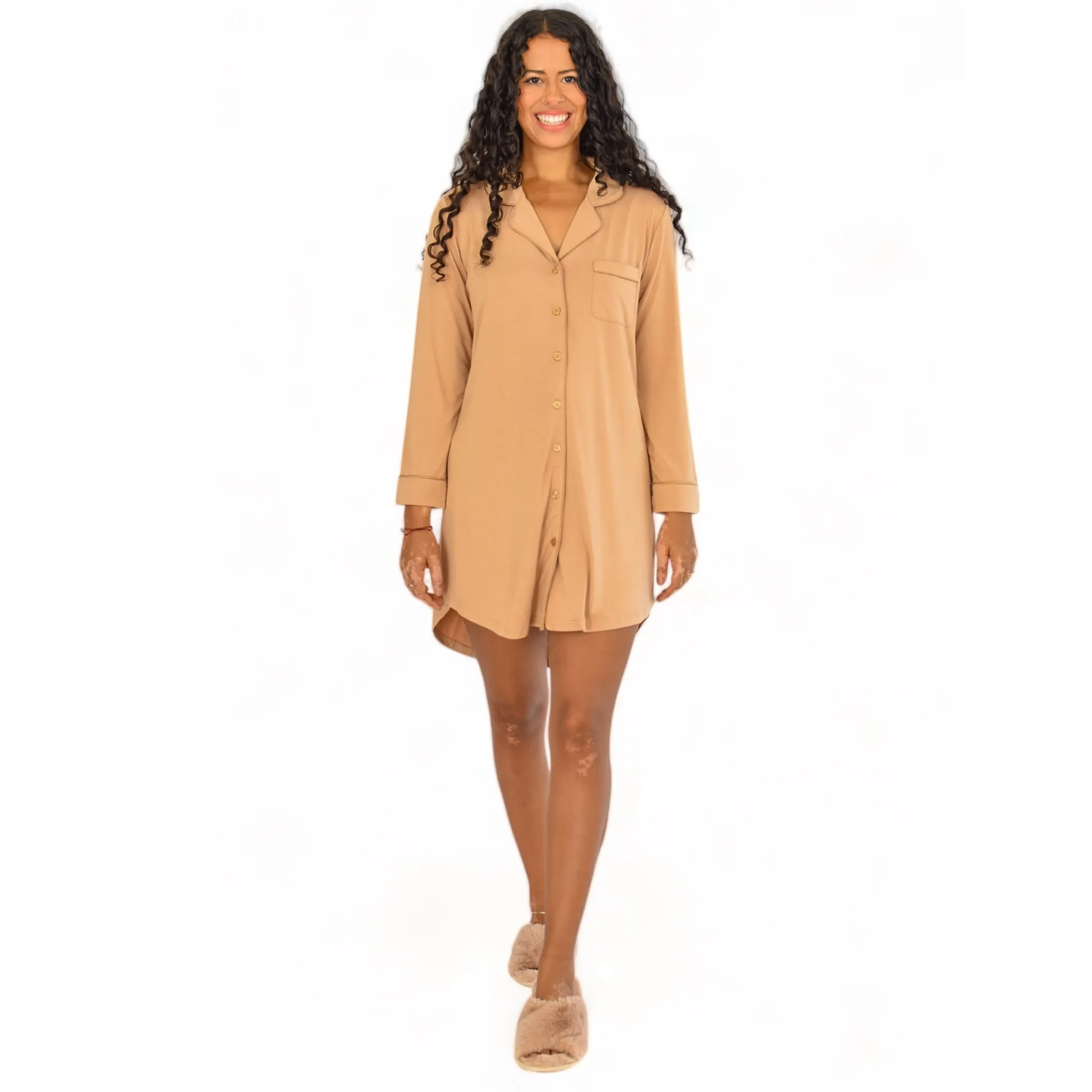 Nova Neutral Ginger Pajama Dress sold by Cozy Ups