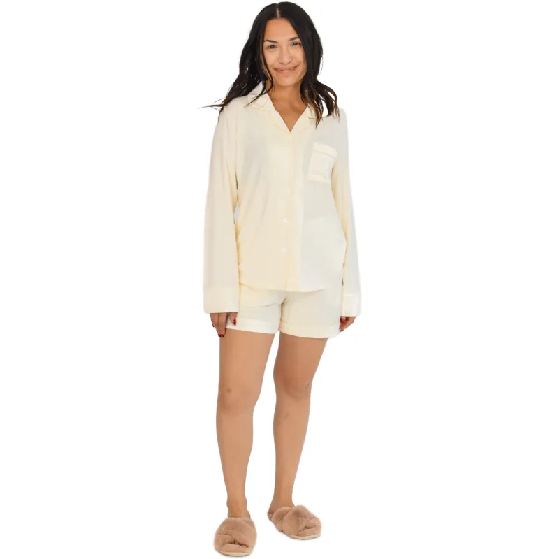 Quinn White Winter Wonderland Pajamas Long Sleeve Short Set sold by Cozy Ups