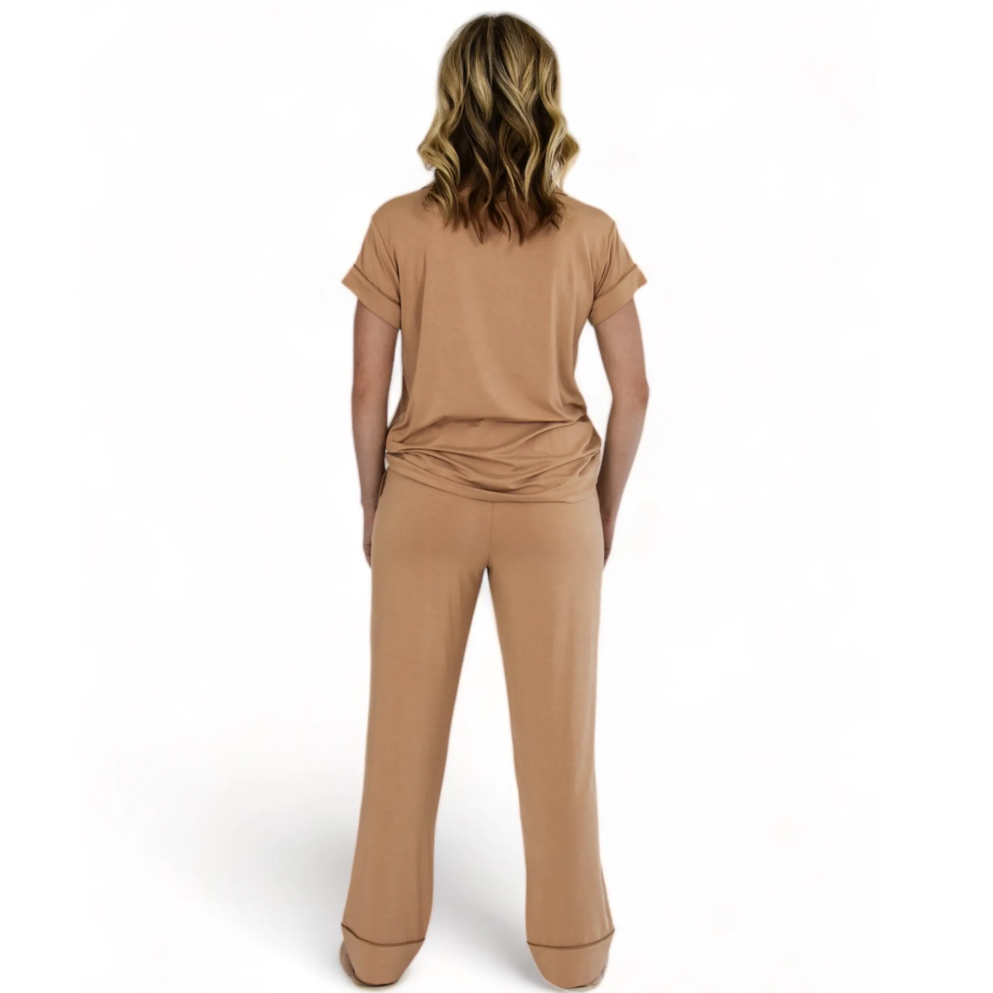 Luna Neutral Ginger Pajamas Short Sleeve Long Pants Set sold by Cozy Ups product image thumbnail 2