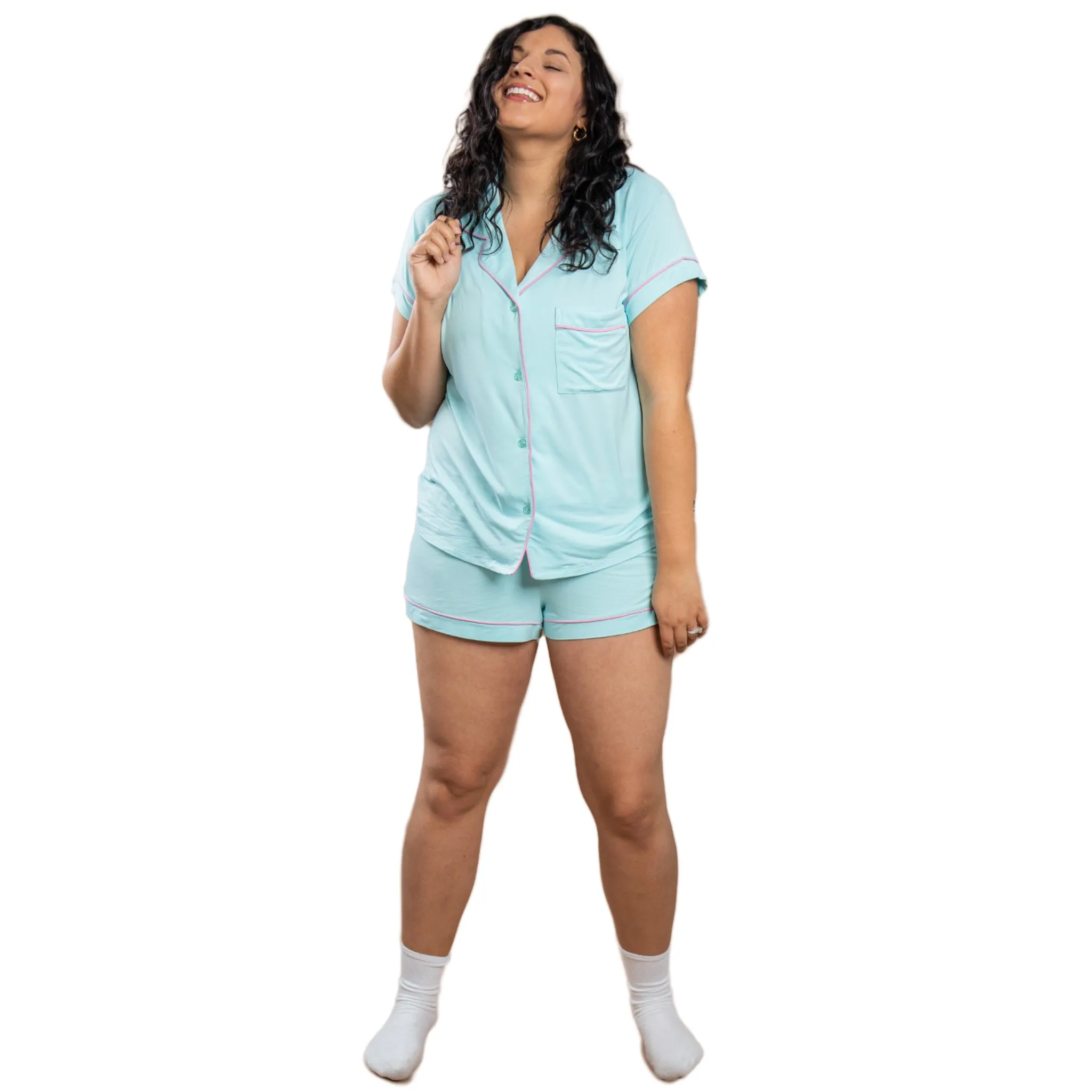 Remi Blue Short Sleeve Pajama Set sold by Cozy Ups