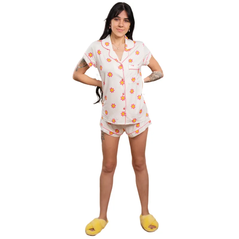 Remi Pink Smile Short Sleeve Pajamas sold by Cozy Ups