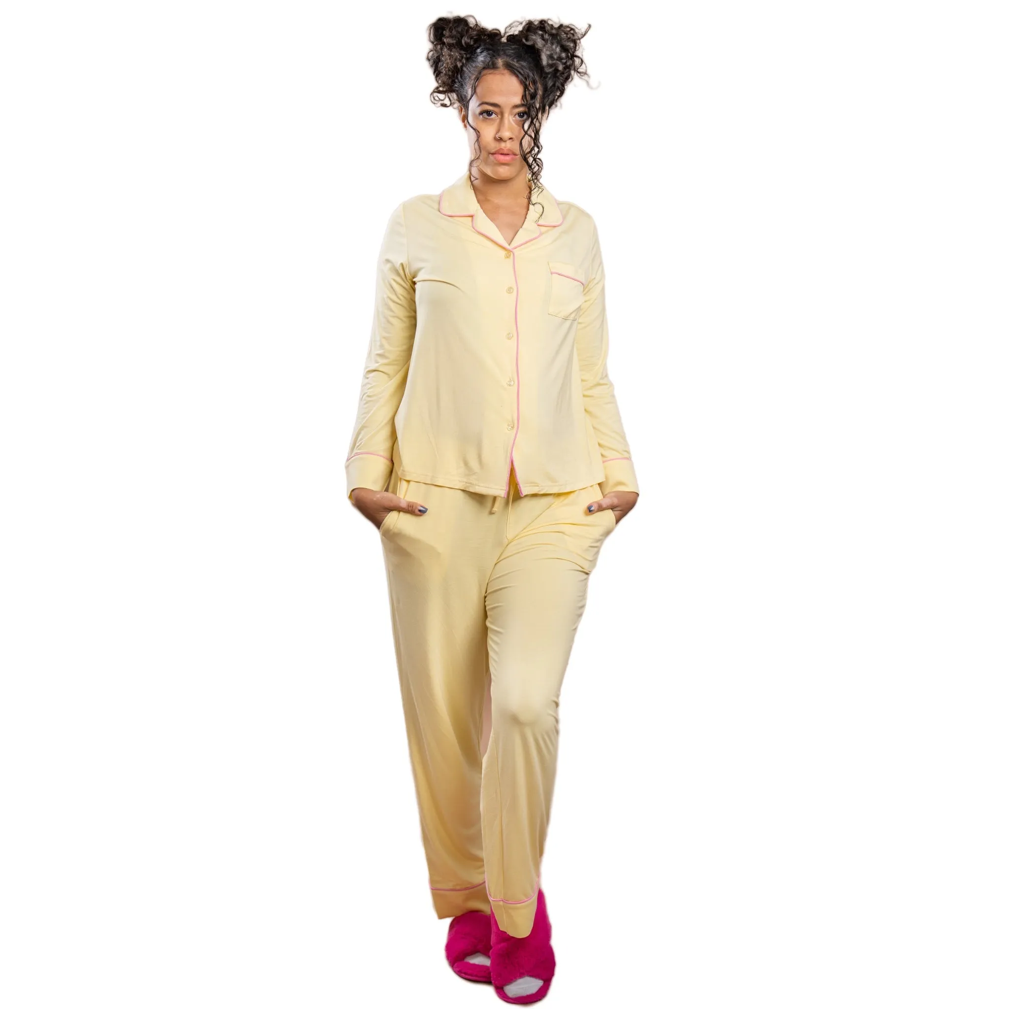 Catherine Yellow Long Sleeve Pajama Set sold by Cozy Ups