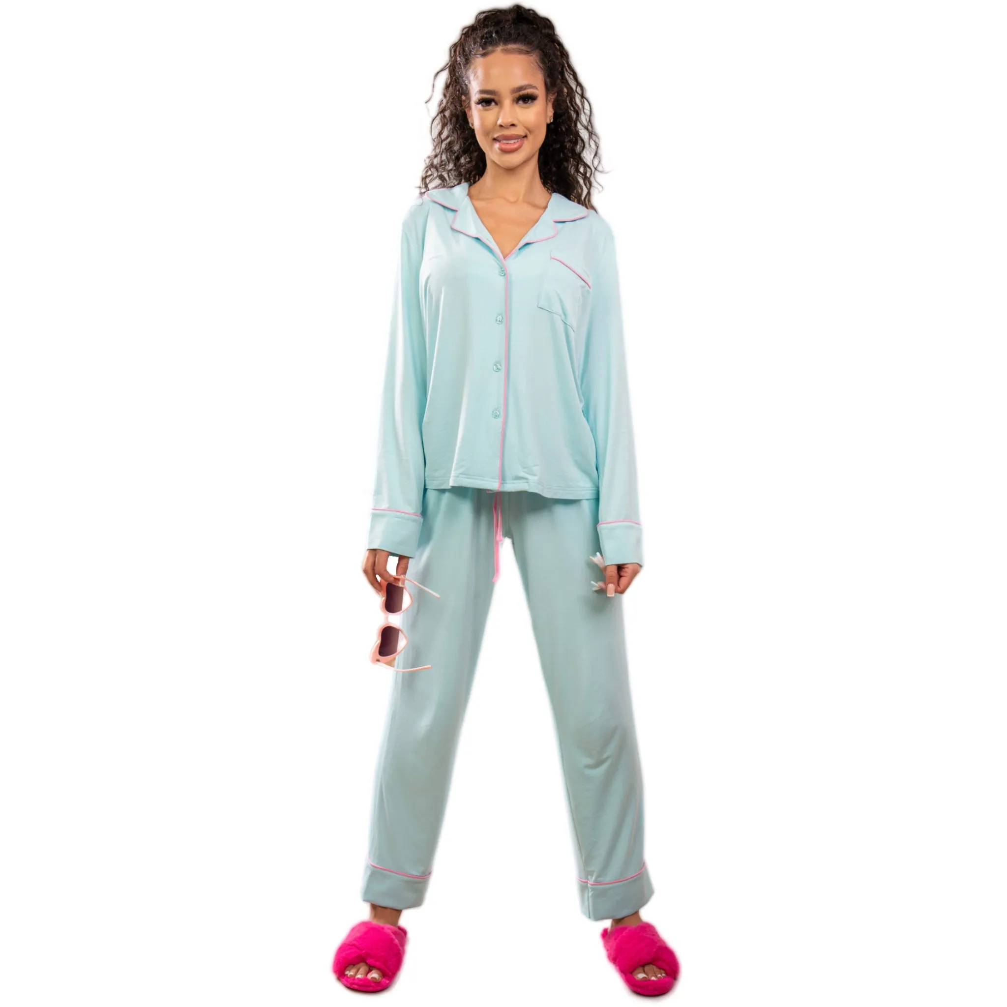 Catherine Blue Long Sleeve Pajama Set sold by Cozy Ups