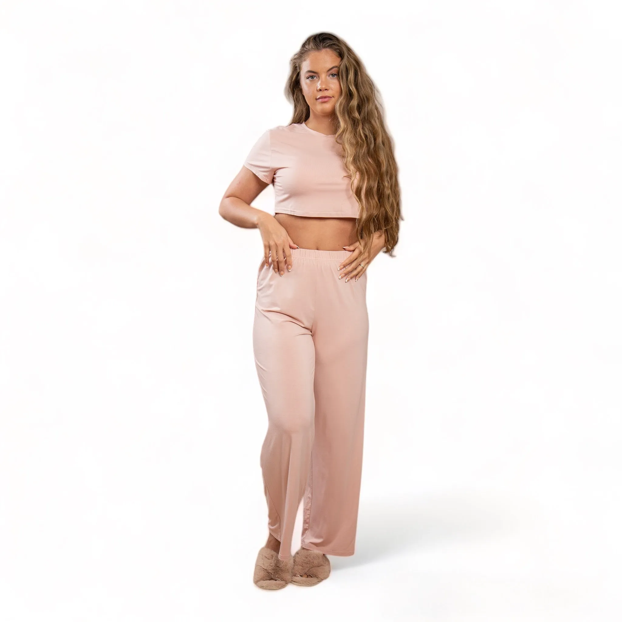 Camille Blush Crop Top & Flowy Pants sold by Cozy Ups