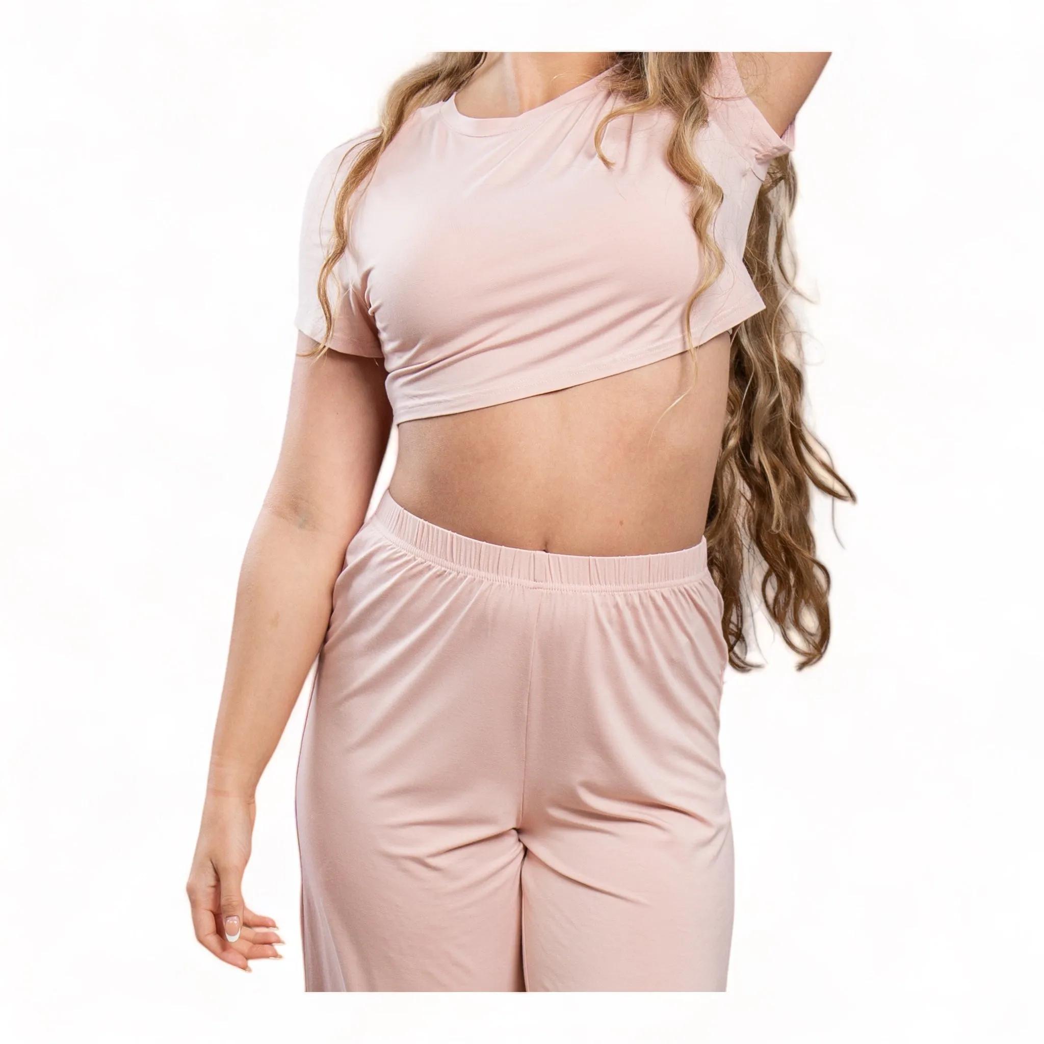 Camille Blush Crop Top & Flowy Pants sold by Cozy Ups product image thumbnail 4