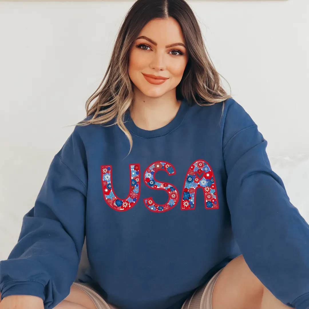 Flower Power USA Crew - Blue sold by Detailed Threads Boutique product image thumbnail 2