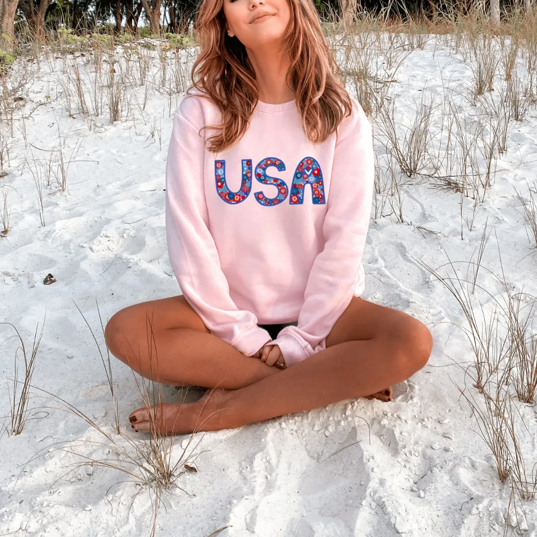 Flower Power USA Crew sold by Detailed Threads Boutique product image thumbnail 2