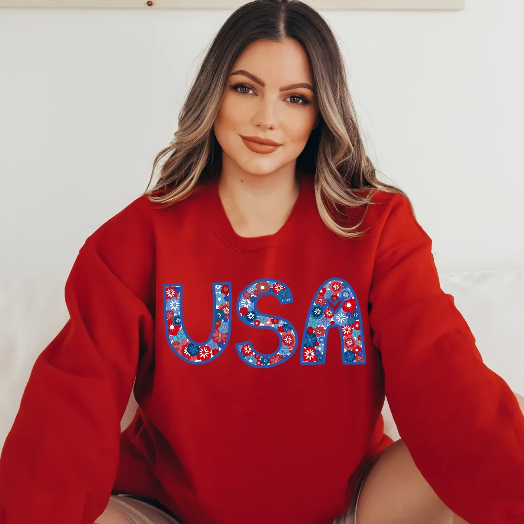 Flower Power USA Crew sold by Detailed Threads Boutique product image thumbnail 3