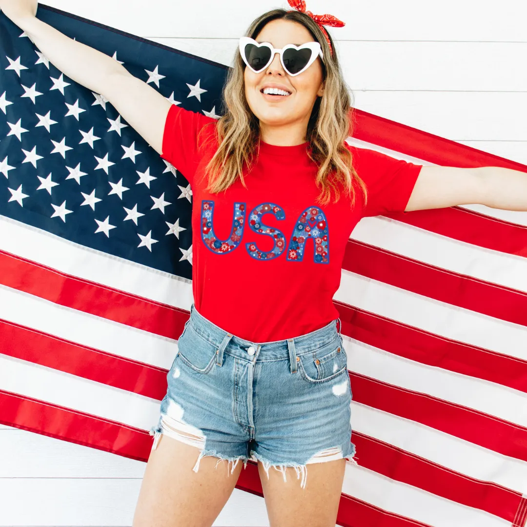 Flower Power USA Tee sold by Detailed Threads Boutique product image thumbnail 4