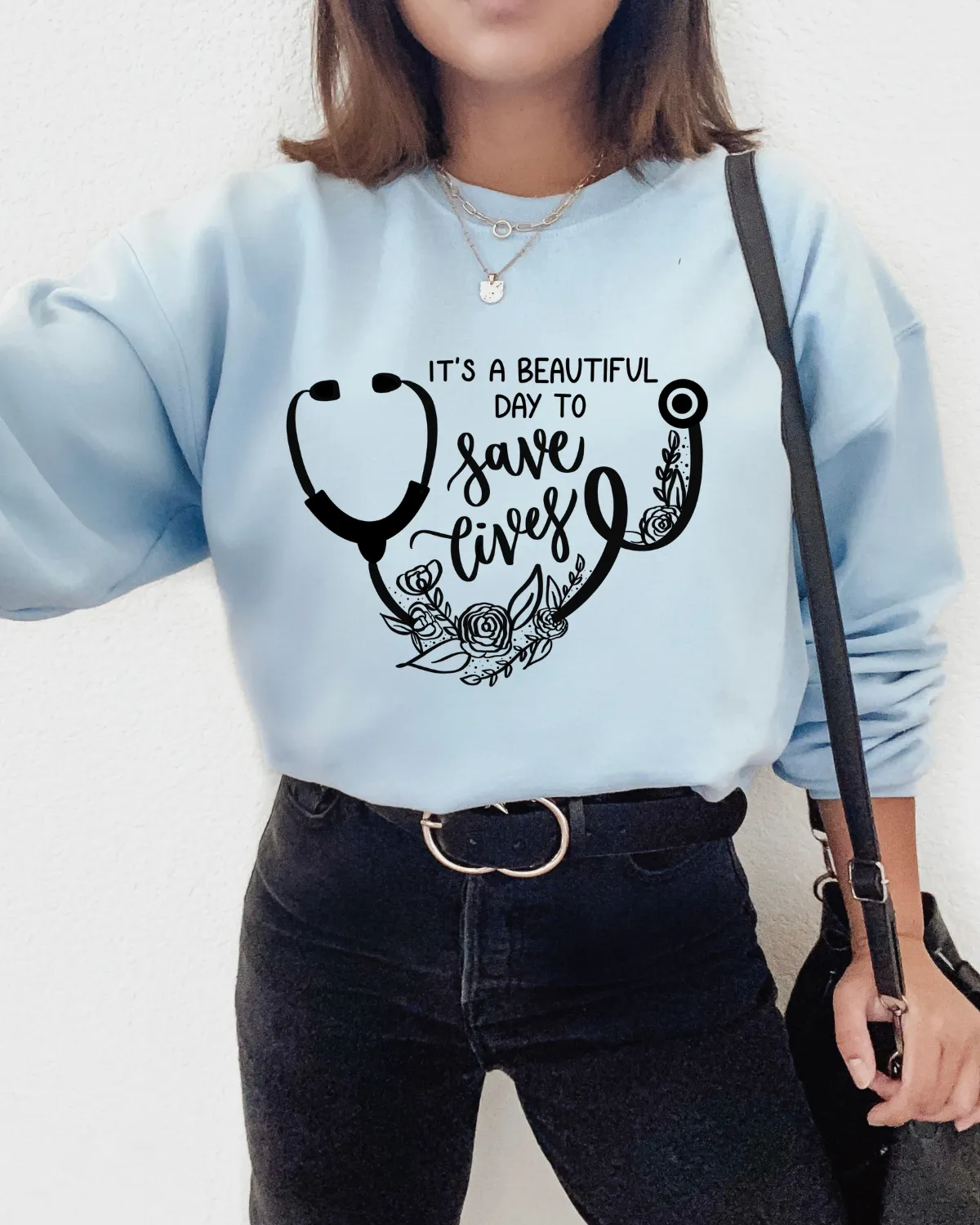 Saving Lives Crewneck Sweatshirt sold by Detailed Threads Boutique product image thumbnail 4