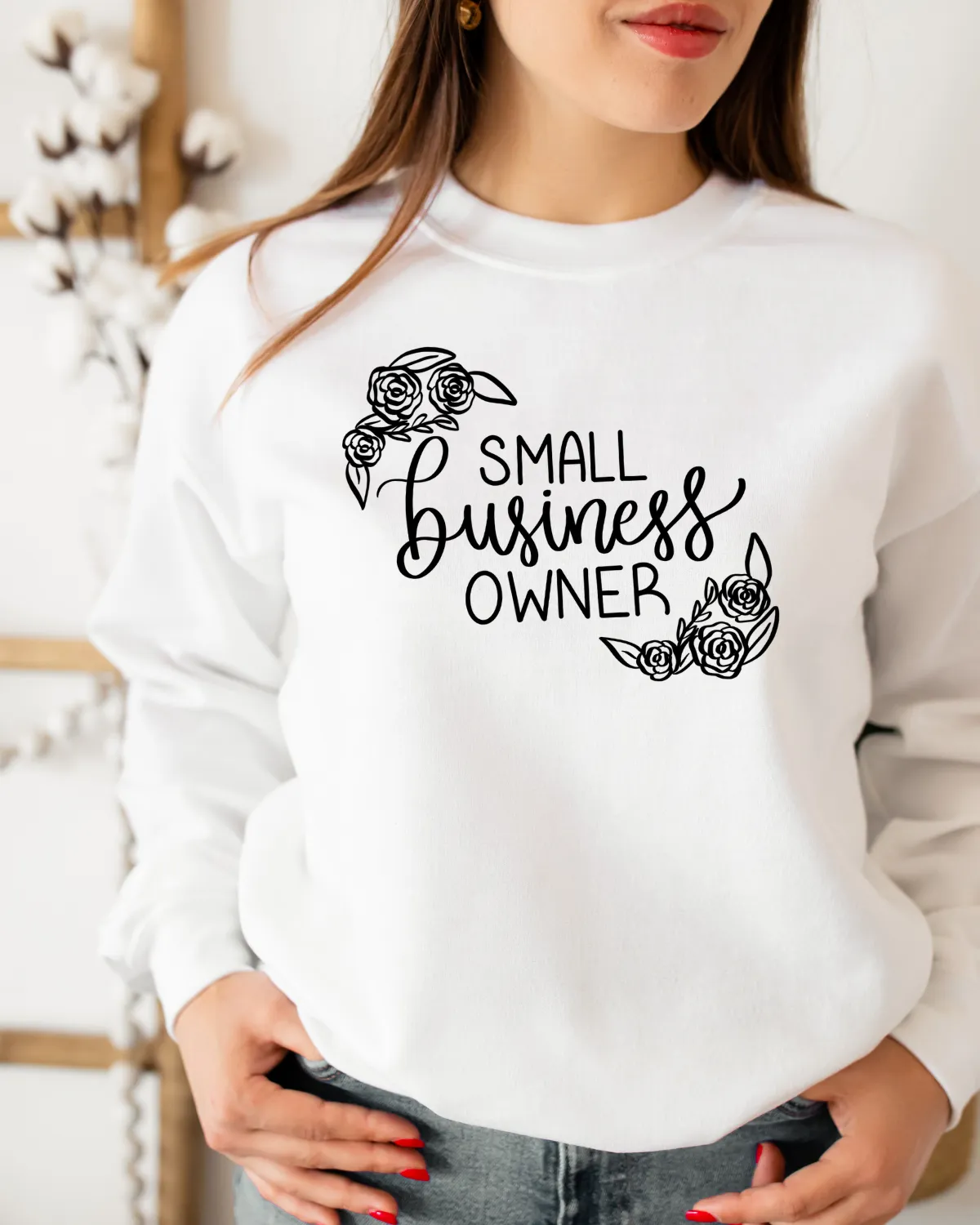Small Business Owner Floral Crewneck Sweatshirt sold by Detailed Threads Boutique product image thumbnail 2