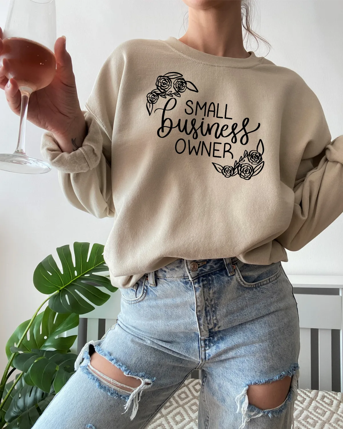 Small Business Owner Floral Crewneck Sweatshirt sold by Detailed Threads Boutique