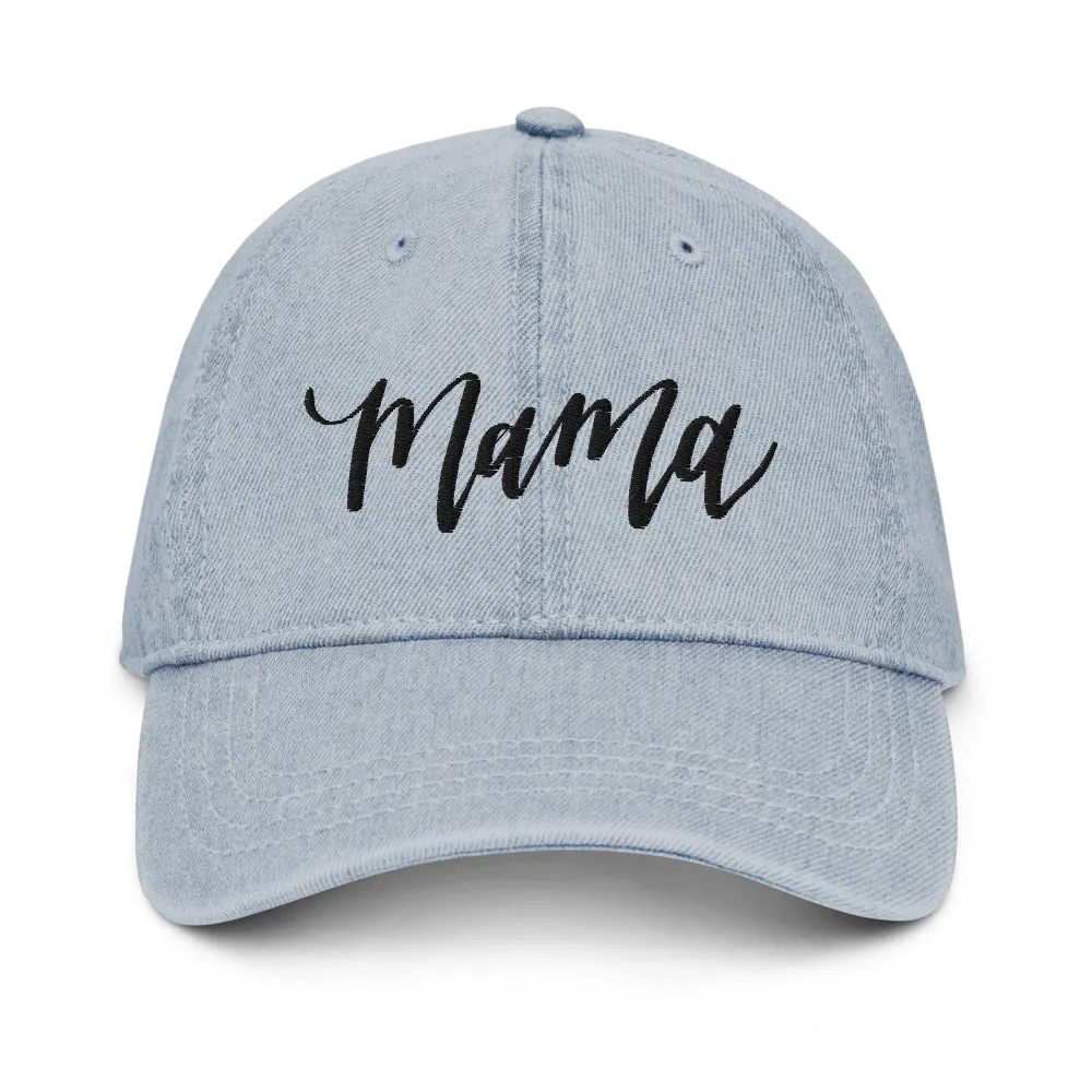 Mama Light Wash Denim Hat sold by Detailed Threads Boutique