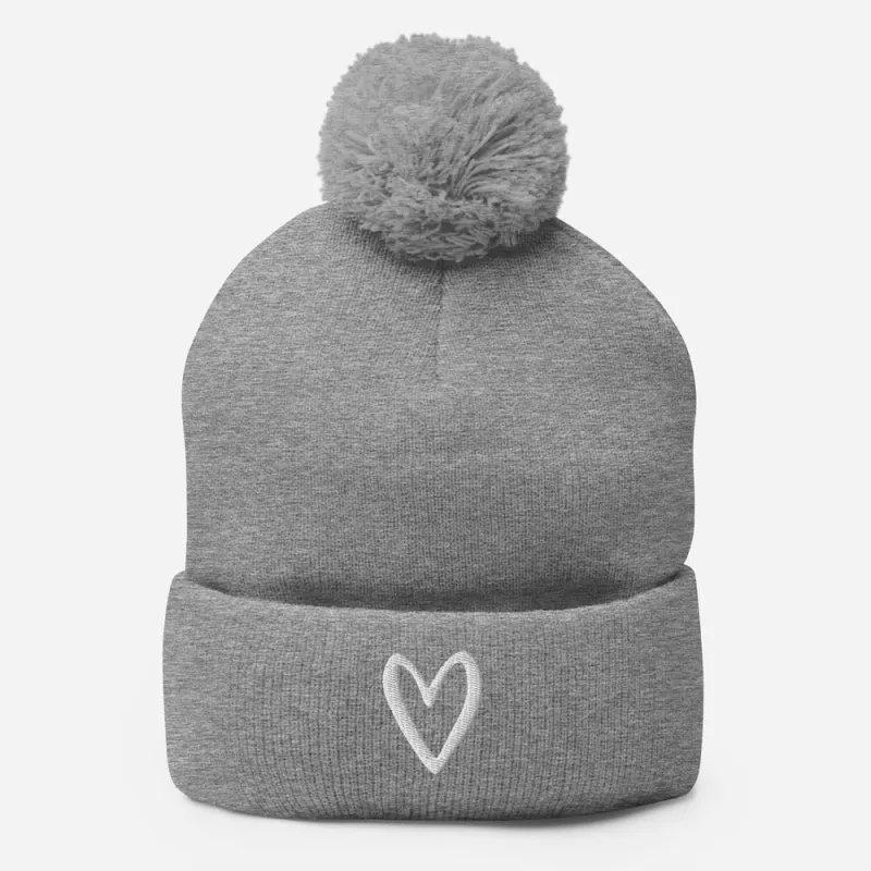 Heart Pom-Pom Beanie sold by Detailed Threads Boutique