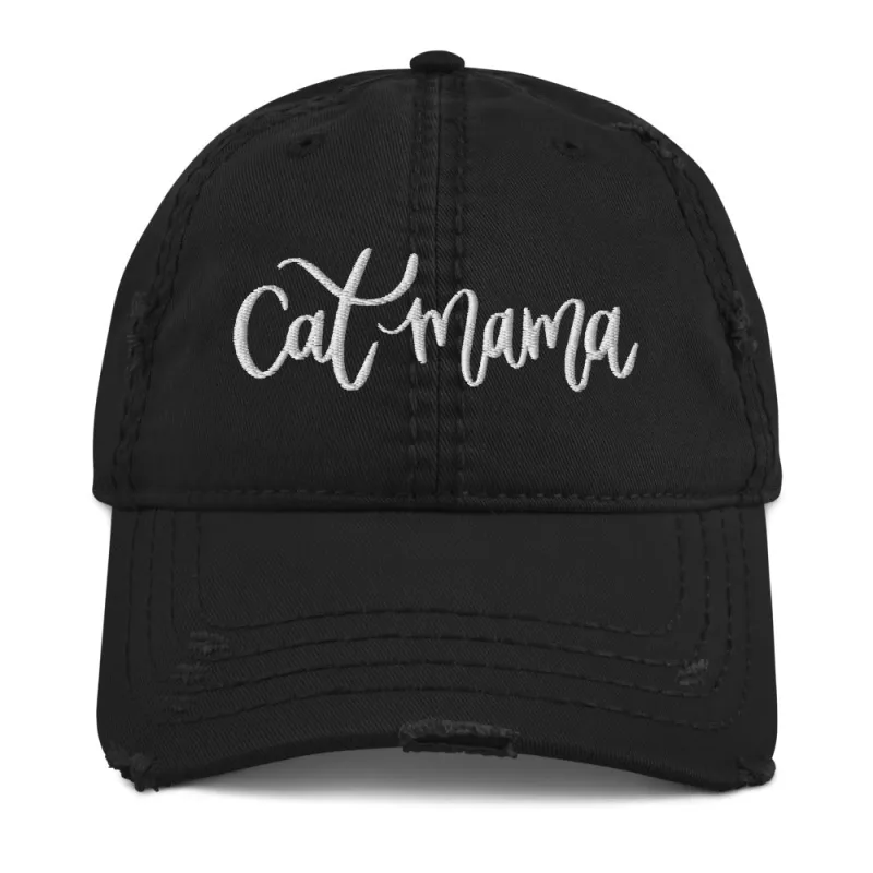 Cat Mama Distressed Hat sold by Detailed Threads Boutique