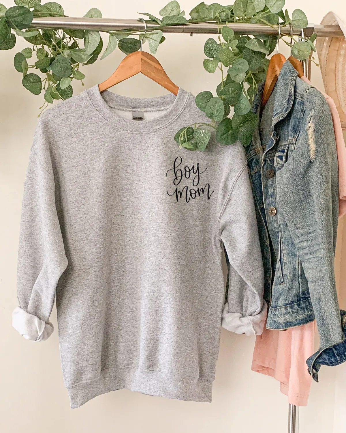 Boy Mom Embroidered Sweatshirt sold by Detailed Threads Boutique