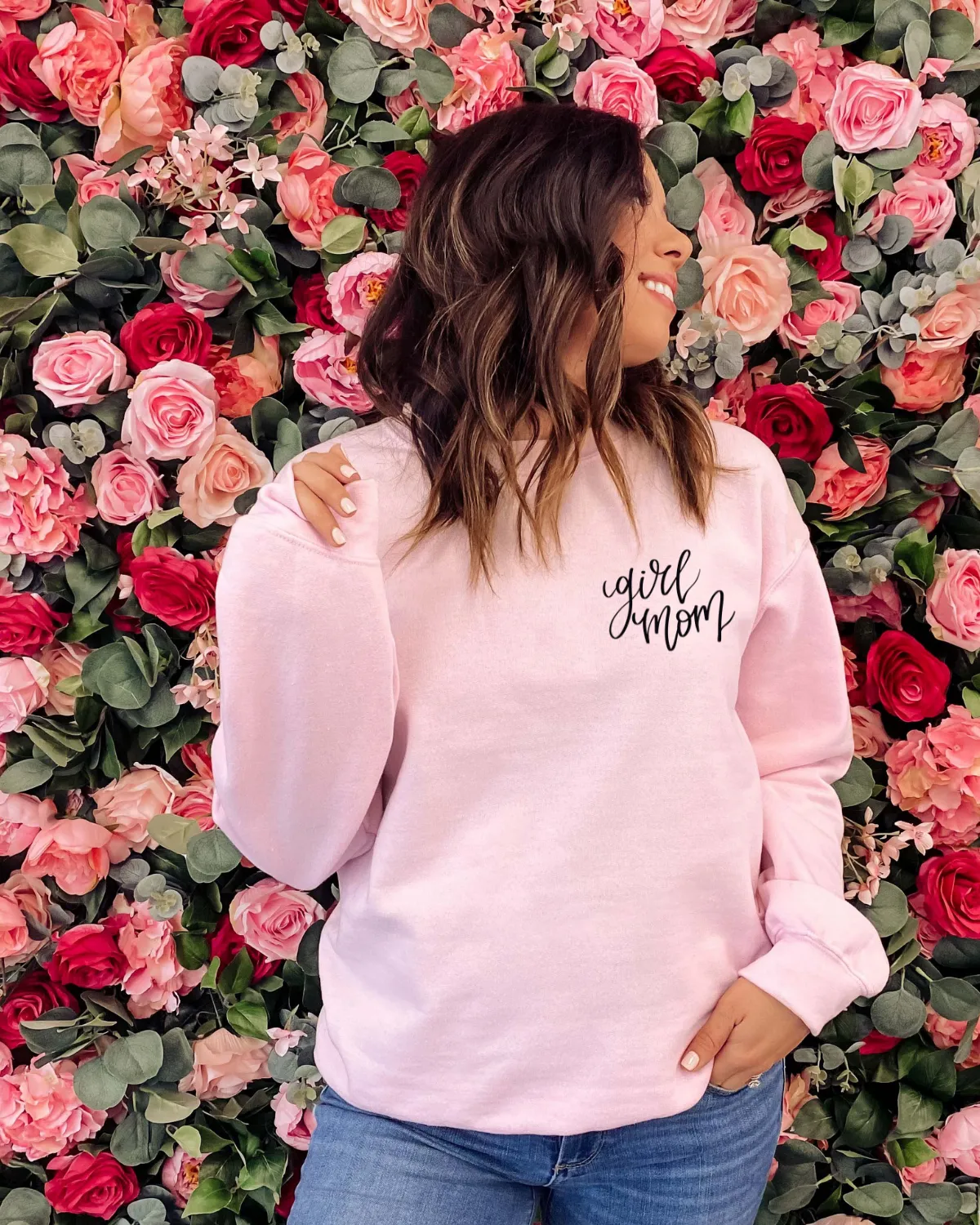 Girl Mom Embroidered Sweatshirt sold by Detailed Threads Boutique